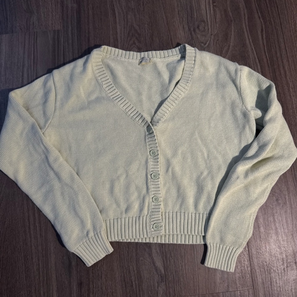 BDG Light Green Button-Up Cardigan